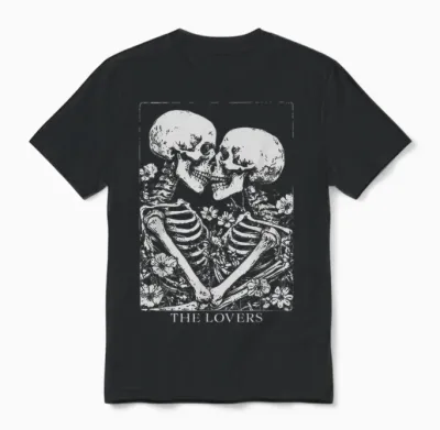 The Lovers Tarot Gothic Occult Pastel Goth Creepy Cute Unisex T-Shirt - Black