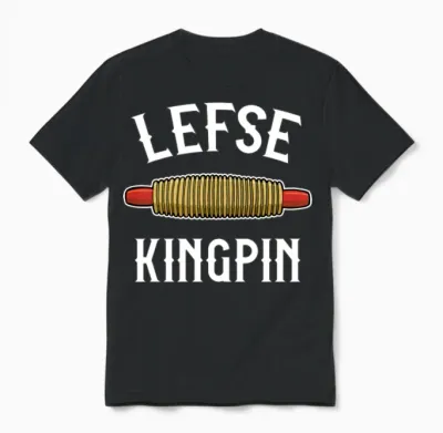 Funny Norwegian Lefse King Rolling Pin Unisex T-Shirt - Black