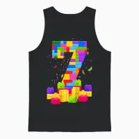 Kinder Geburtstagsshirt 7 Years Young Building Blocks 7th Birthday T-Shirt, Black Unisex Tank Top in Black - 1
