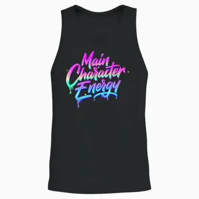 Main Character Energy - Bold & Vibrant Statement Unisex Tank Top - Black