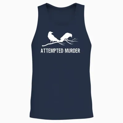 Crows Attempted Murder Funny Crow Meme Bird 2bk1 Unisex Tank Top - Navy