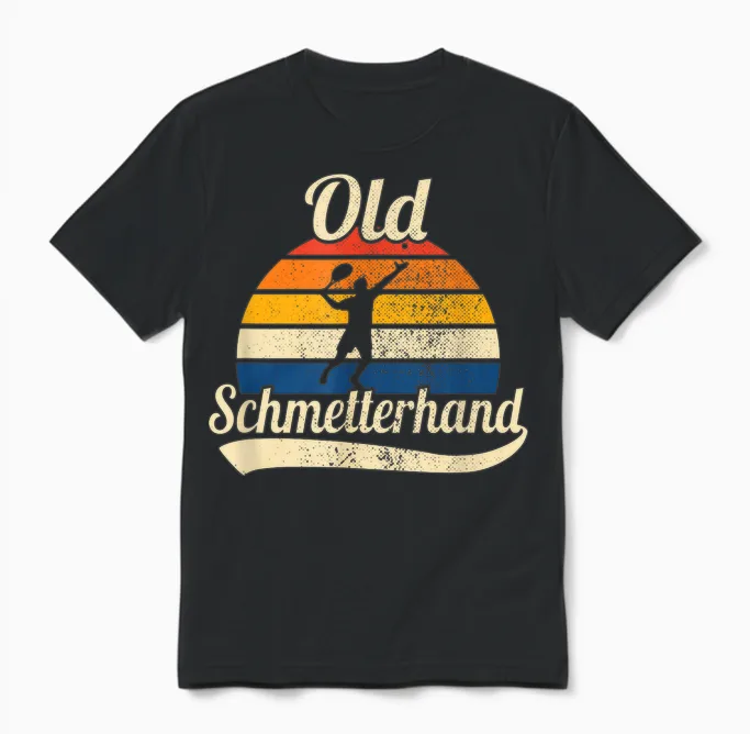 Old Butterfly Hand Retro Tennis T-Shirt, Black Unisex T-Shirt in Black