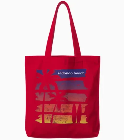 Cool Redondo Beach California Surfing Fan Palm Tote Bags - Red