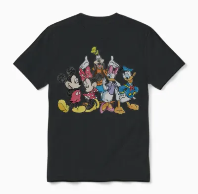 Disney Mickey Mouse and Friends Short Sleeve Unisex T-Shirt - Black