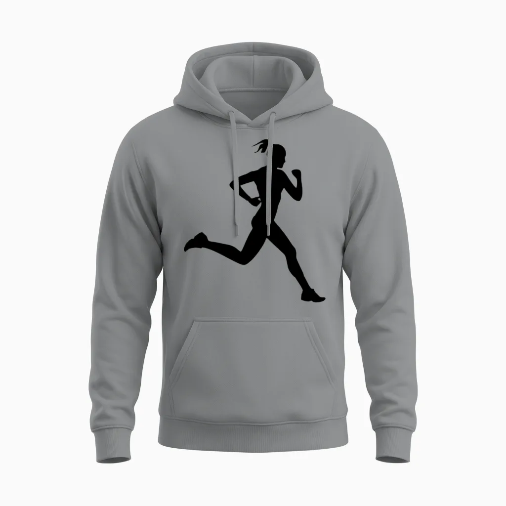 Girl Running Runner Training Unisex Hoodie in Sport Grey