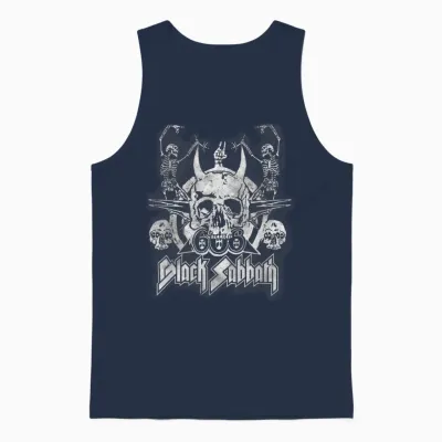 Black Sabbath Official Vintage Dancing Skeletons Unisex Tank Top - Navy