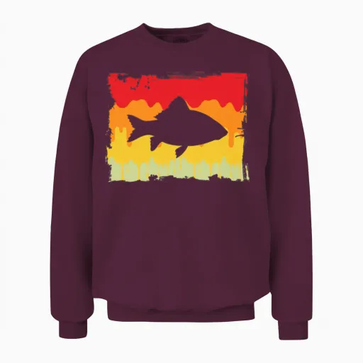 Fish Retro Unisex Sweatshirt - Maroon