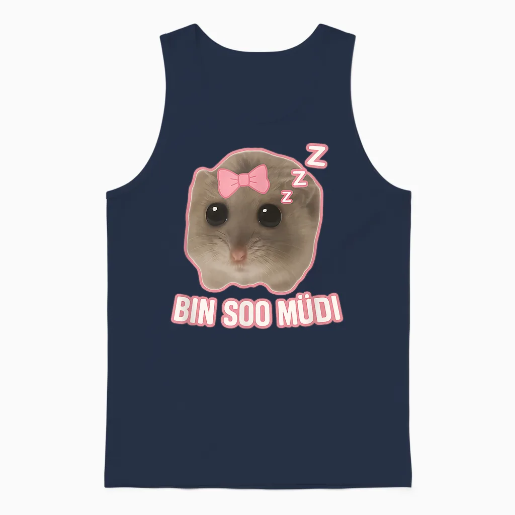 Sad Hamster Schlaf Meme Bin So Müdi Schlafi Lustig Unisex Tank Top in Navy