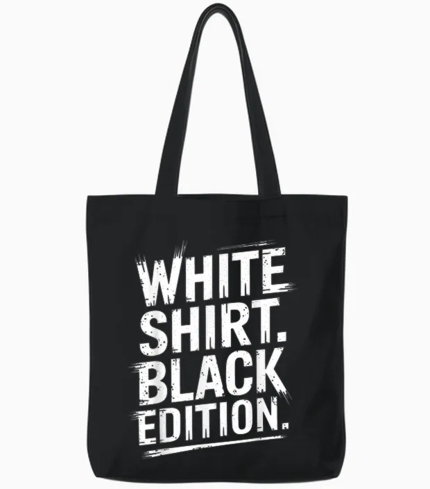 White Shirt Black Edition T-Shirt, Black Tote Bags in Black