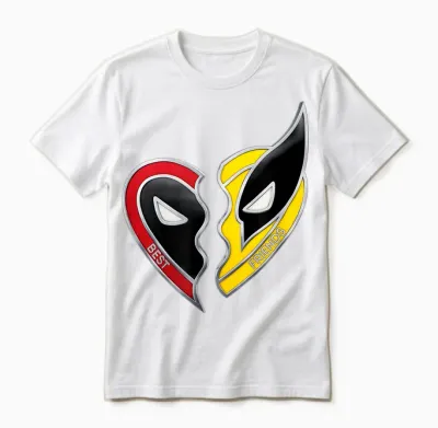 Marvel Studios Deadpool & Wolverine Best Friends Heart Charm Unisex T-Shirt - White