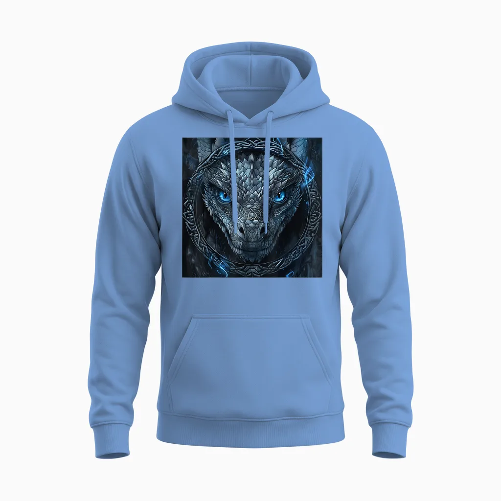 Viking Dragon Jormungandr & Niddhogg Vikings Dragon T-Shirt, Black Unisex Hoodie in Carolina Blue