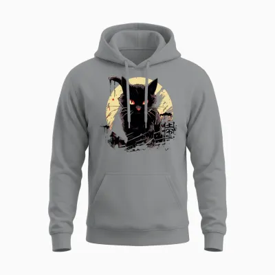 Black Cat Unisex Hoodie - Sport Grey