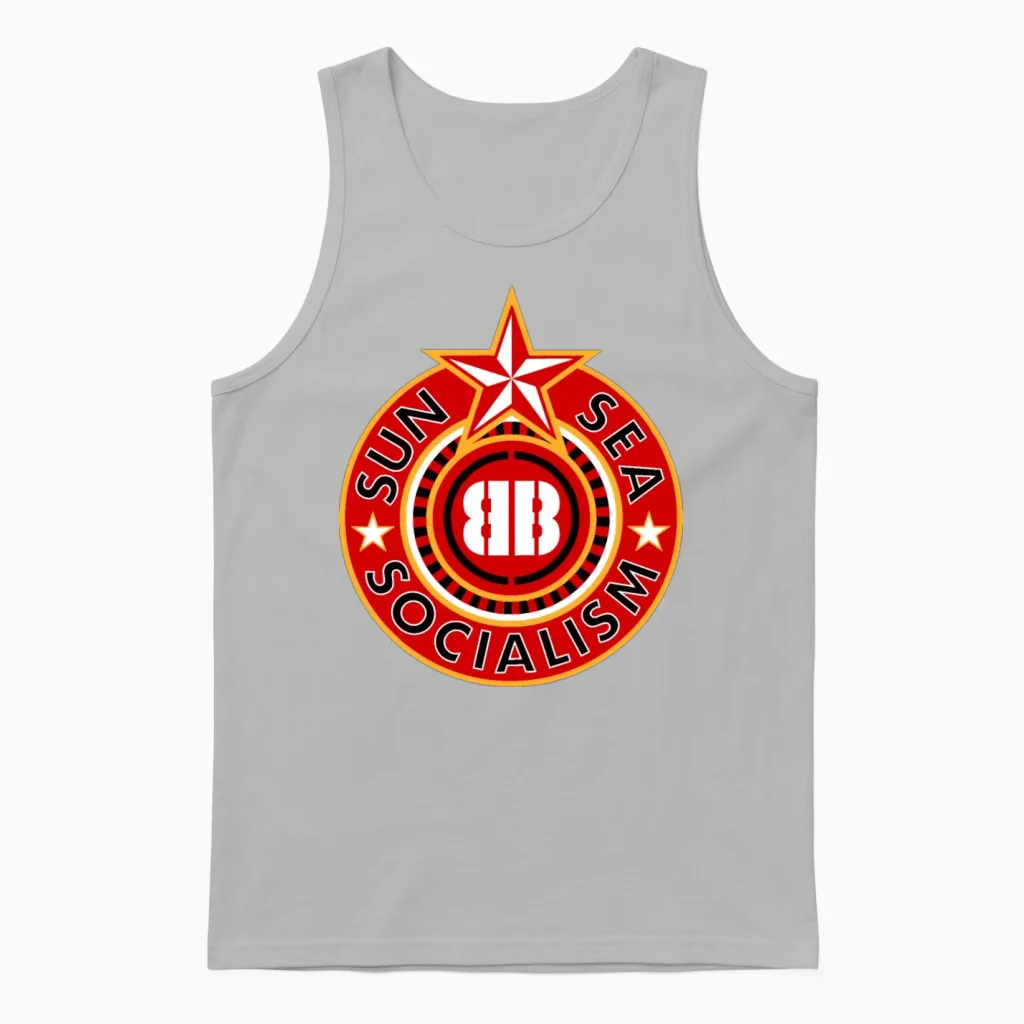 Billy Bragg Sun Sea Socialism Unisex Tank Top in Ash