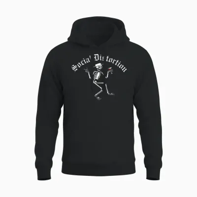 Official Social Distortion Skelly T-Shirt, Black Unisex Hoodie - Black
