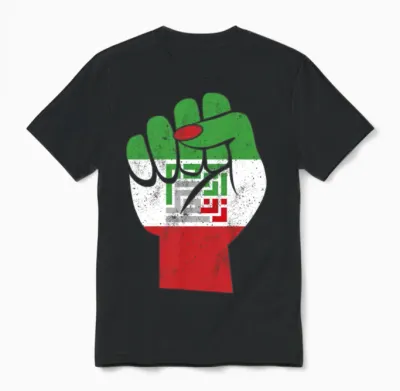 Iranian Flag Women Life Freedom in Farsi Female Unisex T-Shirt - Black
