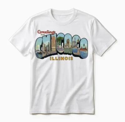 Greetings Chicago Illinois Apparel Unisex T-Shirt - White