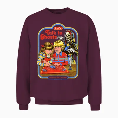 Let's Talk to Ghosts Demon Retro Vintage Funny Adult Humor Unisex Sweatshirt - Maroon