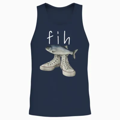 Fih Shoes Fish Funny Fit Wortspiel Meme Fih Calling Humor Unisex Tank Top - Navy