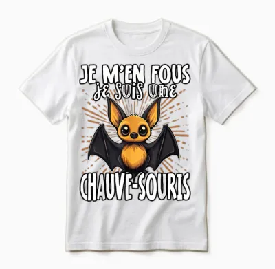 Je M'en Fous Je Suis Une Batwing - Cute Bat T-Shirt, Black, S Unisex T-Shirt - White