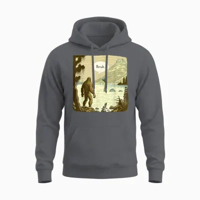 Funny Bigfoot Sasquatch Loch Ness Monster Introvert Bruh Unisex Hoodie - Charcoal