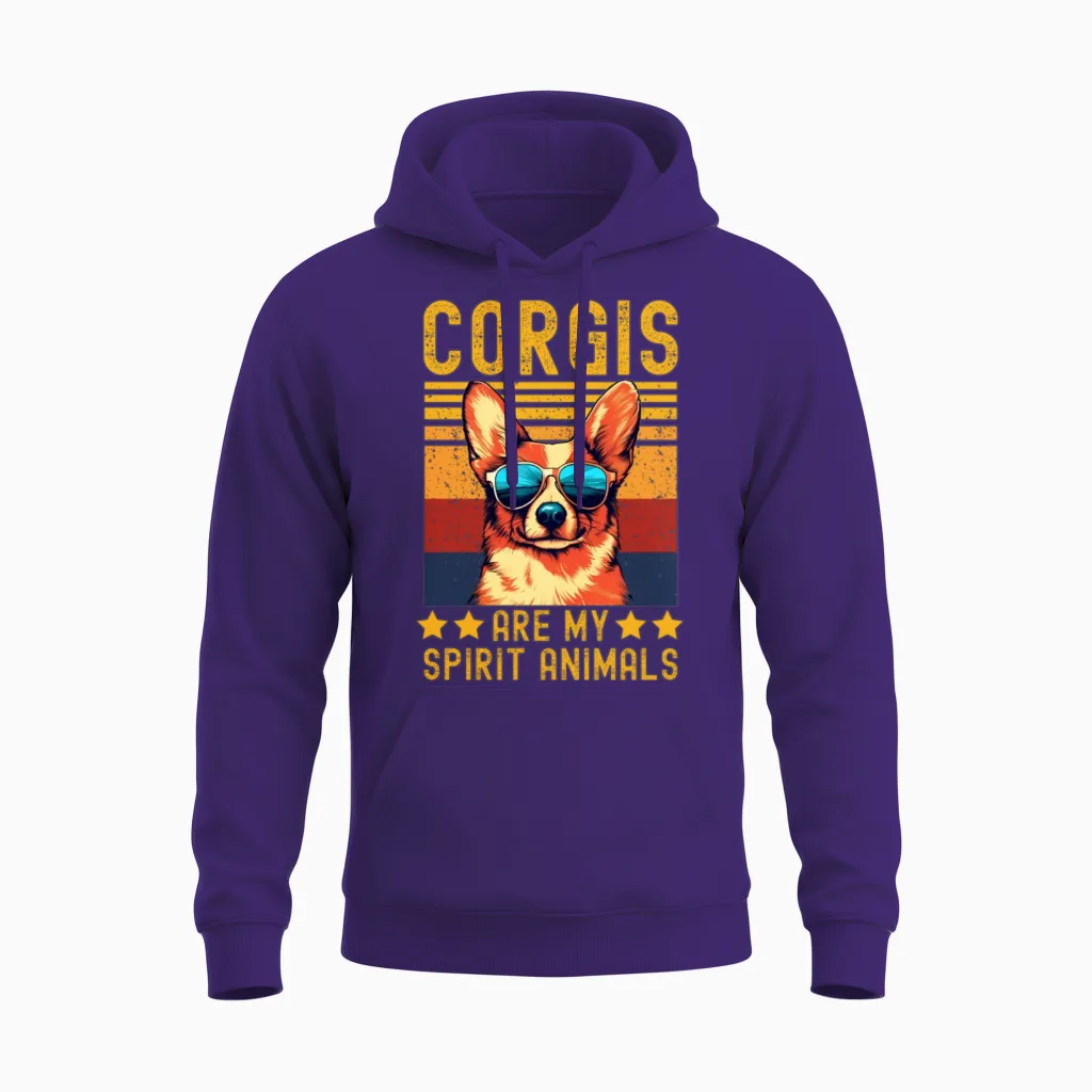 Corgi with Sunglasses Retro Unisex Hoodie - Purple