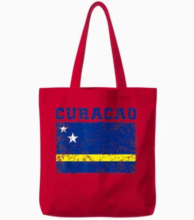 Curacao Flagge Herren Damen Sport Unterstützung Curacao Tote Bags - Red