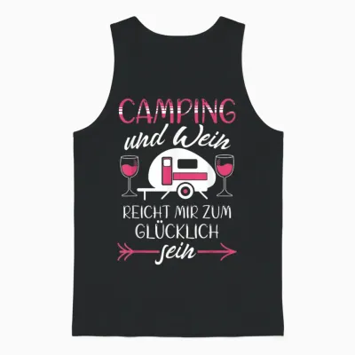 Lustiger Damen Camping Und Wein Spruch Camper Reise Spruch Unisex Tank Top - Black