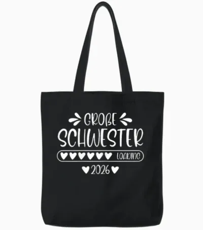 Big Sister 2026 Loading Pregnancy Announcement T-Shirt, Black Tote Bags - Black