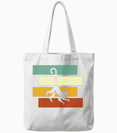 Monkey Retro Tote Bags - White