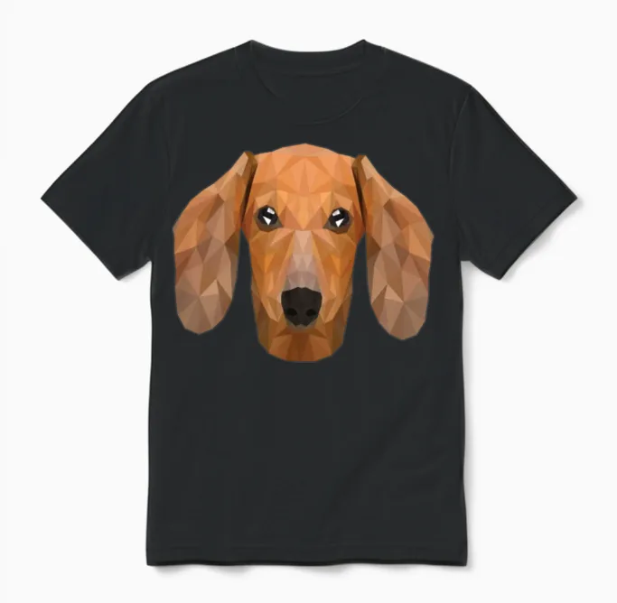 Polygon Wiener Dog Dogfather Dog Mom Dog Lover Unisex T-Shirt in Black