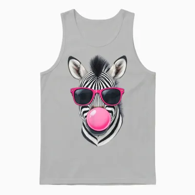 Zebra Design T-Shirt Women's Funny with Saying Children's Girls' Unisex Tank Top - Ash