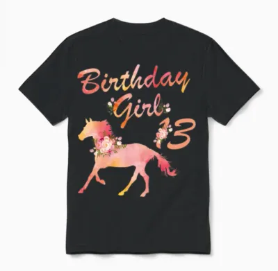 Horse Lover 13th Birthday for Girls Love Horses Unisex T-Shirt - Black
