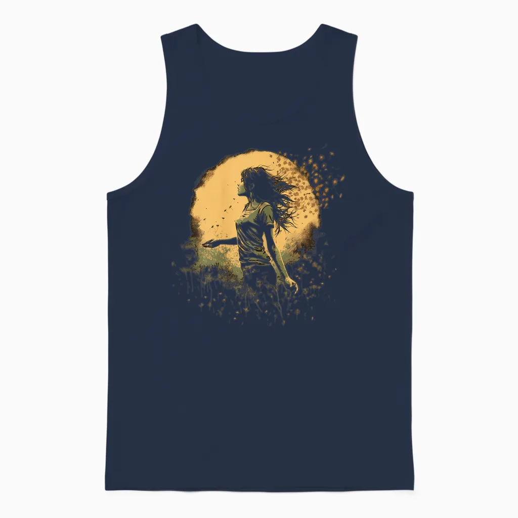 Pusteblume Mädchen Mit Pusteblumen Unisex Tank Top in Navy