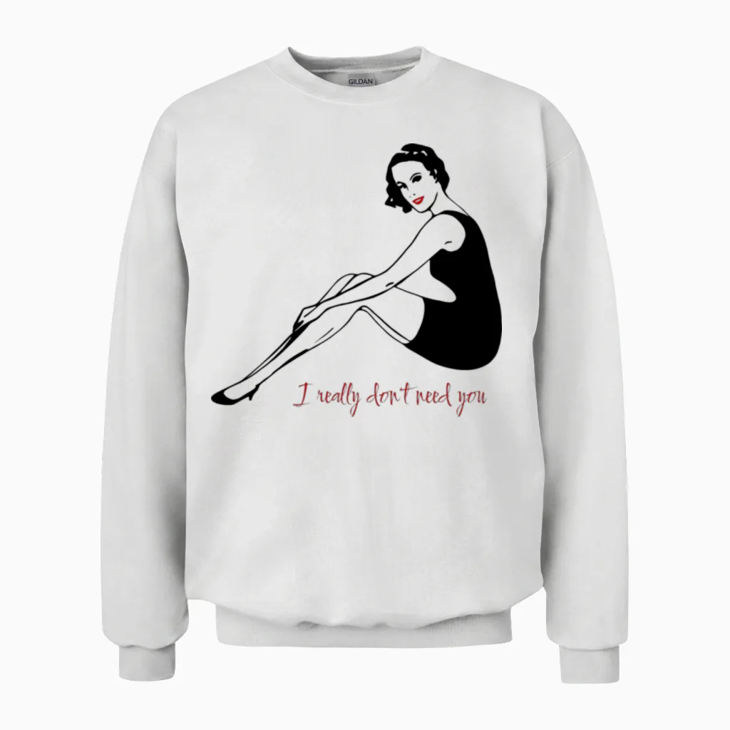 Pin Up Girl Retro Unisex Sweatshirt in White