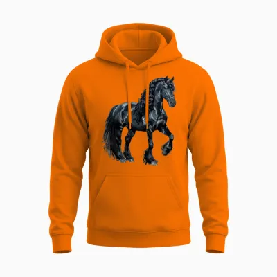 Friesian Horse Unisex Hoodie - Safety Orange