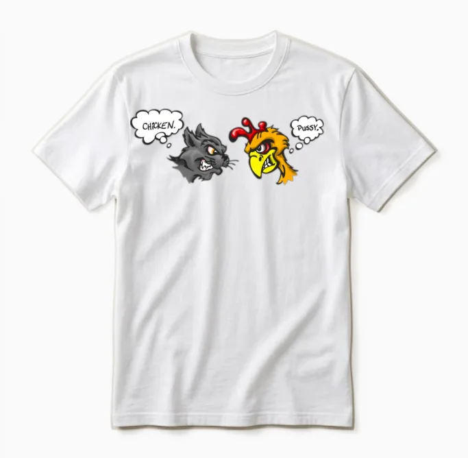 The Chicken and the Pussy Bird Lovers Unisex T-Shirt in White