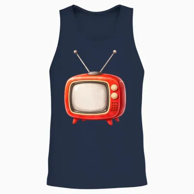 Retro Tv Illustration Unisex Tank Top - Navy