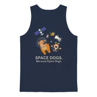 Space Dogs - Spaceship Galaxy Satellite Dogs Unisex Tank Top - Navy – 1