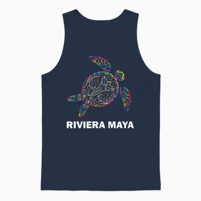 Riviera Maya Mexico Hippie Psychedelic Tribal Sea Unisex Tank Top - Navy