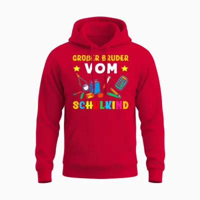 Großer Bruder Vom Schulkind 1. Klasse Einschulung Schulstart Unisex Hoodie - Red