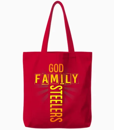 Tee Shirt God Family Steeler Tote Bags - Red