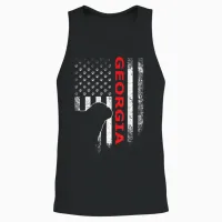 Georgia Usa Flag Patriotic. Ga Vintage Style Unisex Tank Top in Black - 2
