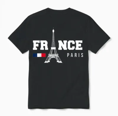 France Gift French Eiffel Tower Paris Monaco French T-Shirt, Black, S Unisex T-Shirt - Black