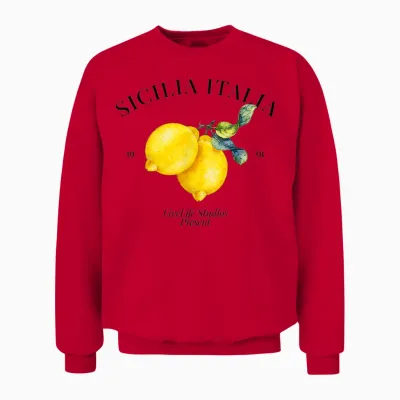 Sicilia Italia X Livelife. Limone Limoncello Spritz Sicily Unisex Sweatshirt - Red