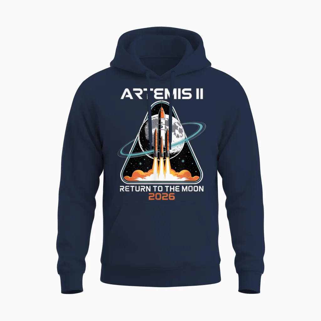 Raketenstart Artemis Ii to the Moon Weltraumforschung Unisex Hoodie in Navy