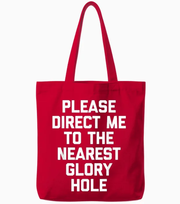 Veuillez Me Diriger Vers Le Glory Hole Le Plus Proche - Funny Guys Men Tote Bags in Red