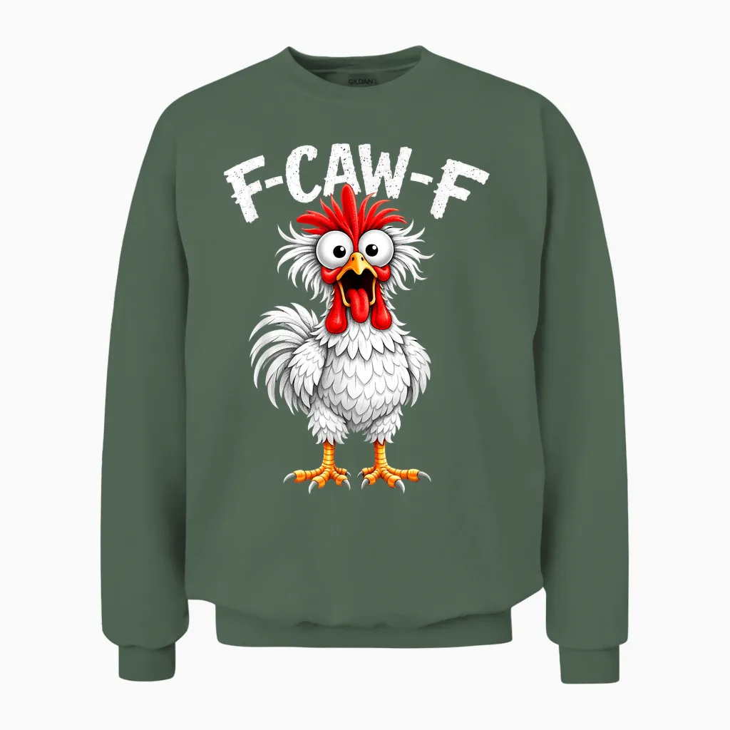 F-Caw-F Coq Humoristique Pour Amateur De Poulet Pour Adulte Unisex Sweatshirt in Military Green