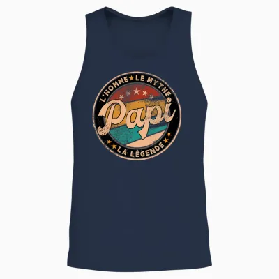 Papi Homme Mythe Légende Idée-Cadeau Papy Humour Grand-Père T-Shirt Haut De Gamme Unisex Tank Top - Navy