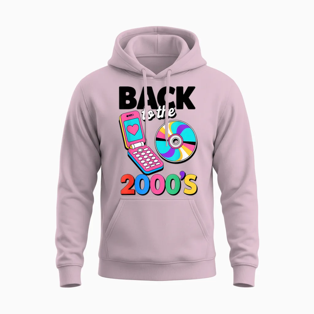 Back to the 2000s Retro Nostalgic Party Funny Unisex Hoodie in Light Pink