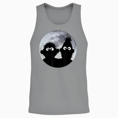 Sesame Street Ernie and Bert in the Moonlight Shadow Moonnight T-Shirt, Black Unisex Tank Top - Sport Grey